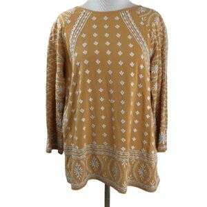 Sundance Embroidered Mustard/Cream Blouse s